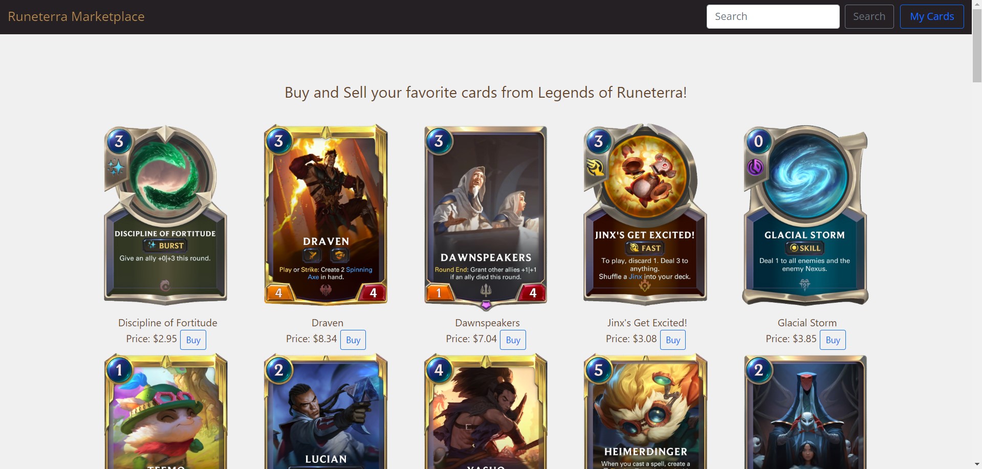 Runeterra Marketplace Screenshot